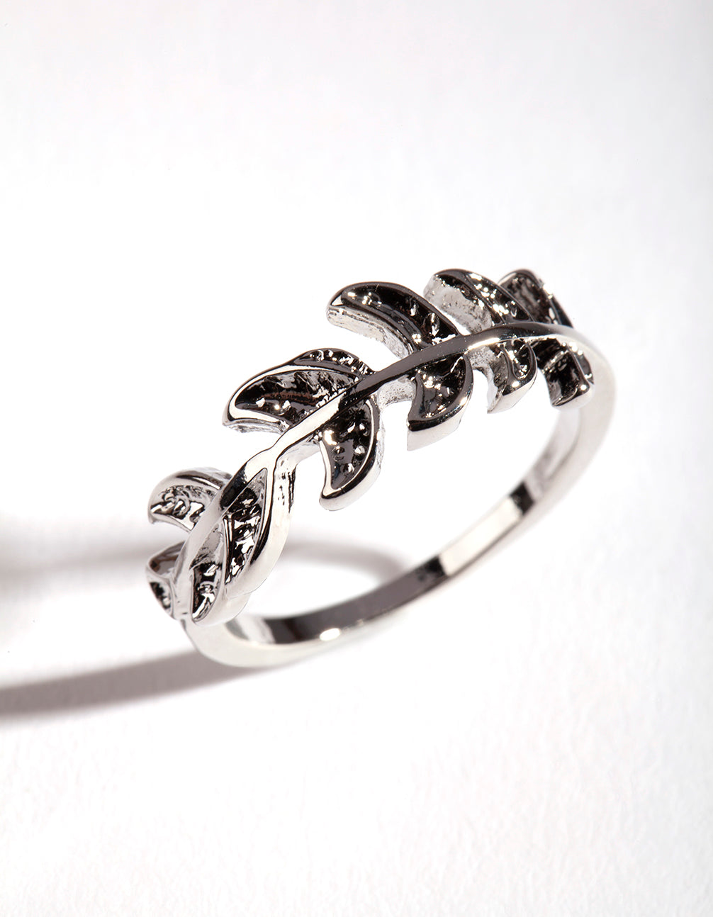 Rhodium Leaf Ring