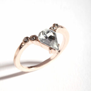 Rose Crystal V-Shaped Ring