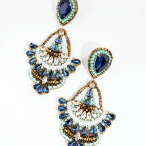 Green Beaded Chandelier Earrings