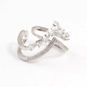 Rhodium Elegant V Ring