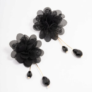 Black Layered Flower Earrings
