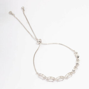 Rhodium Marquise  Toggle Bangle