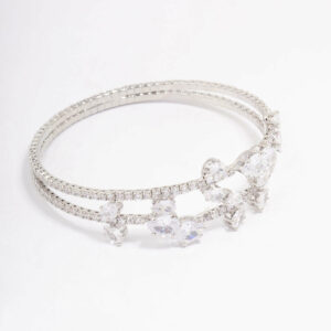 Rhodium  Leaf Layered Bangle