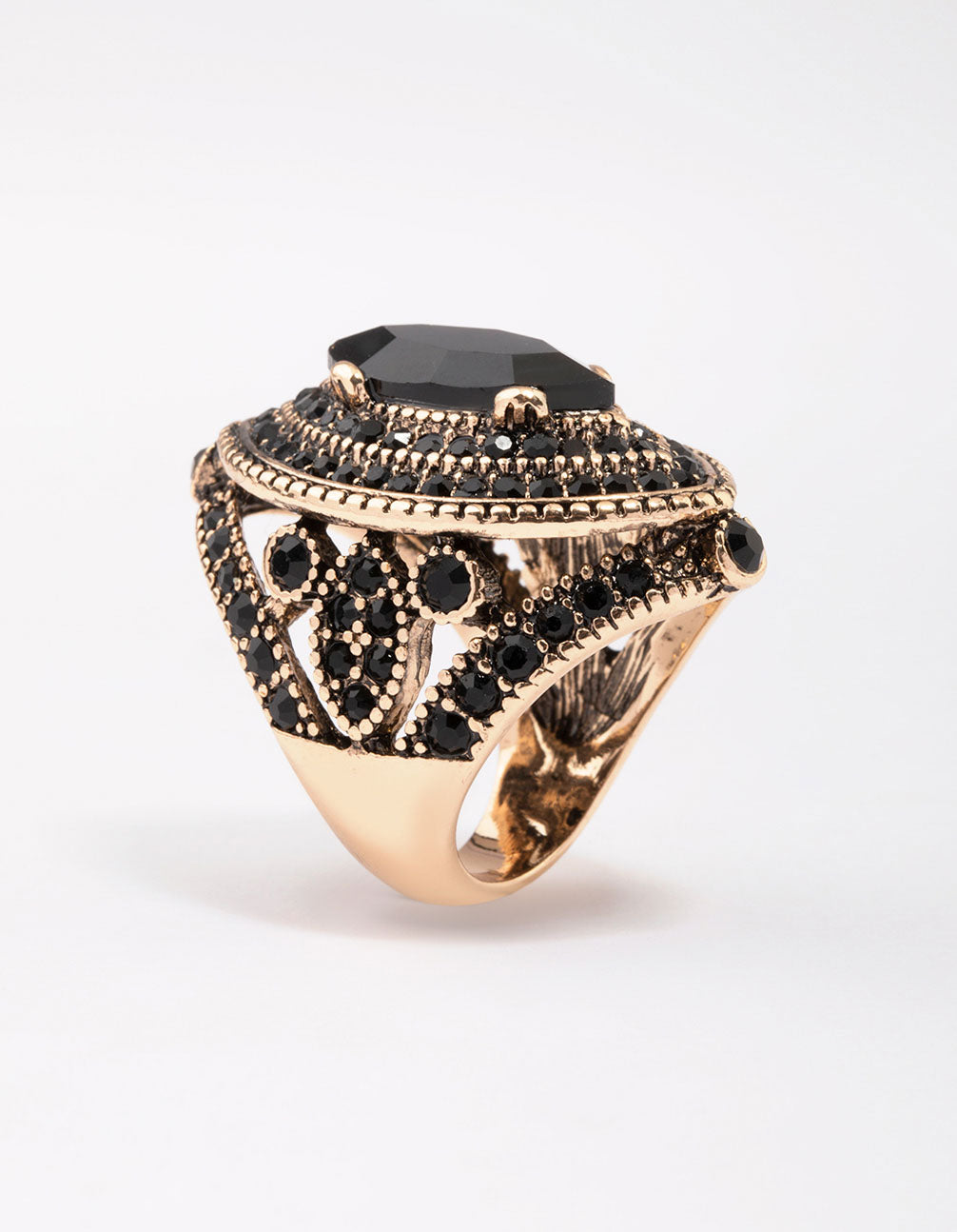 & Black Grand Marquise Cocktail Ring