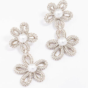 Double Flower Pearl Earrings