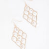 Rose Diamond Cut Out Pearl Earrings