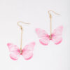 & Pink Fabric Butterfly Earrings