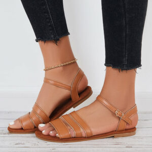 Women Flat Sandals Open Toe Ankle Strap Sandals