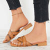 Summer Flat Sandals Backless Slides Cross Criss Strap Slippers
