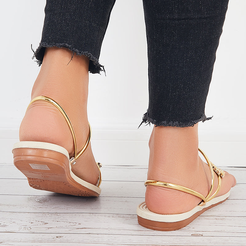 Slip on Butterfly Toe Ring Flat Sandals Flip Flops with Clip Toe - Image 24