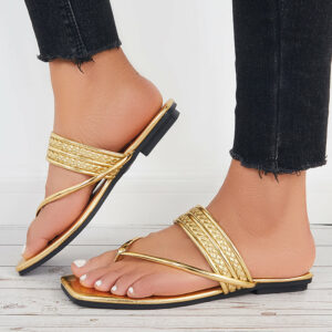 Square Toe Flip Flops Slide Thong Sandals Flat Slippers