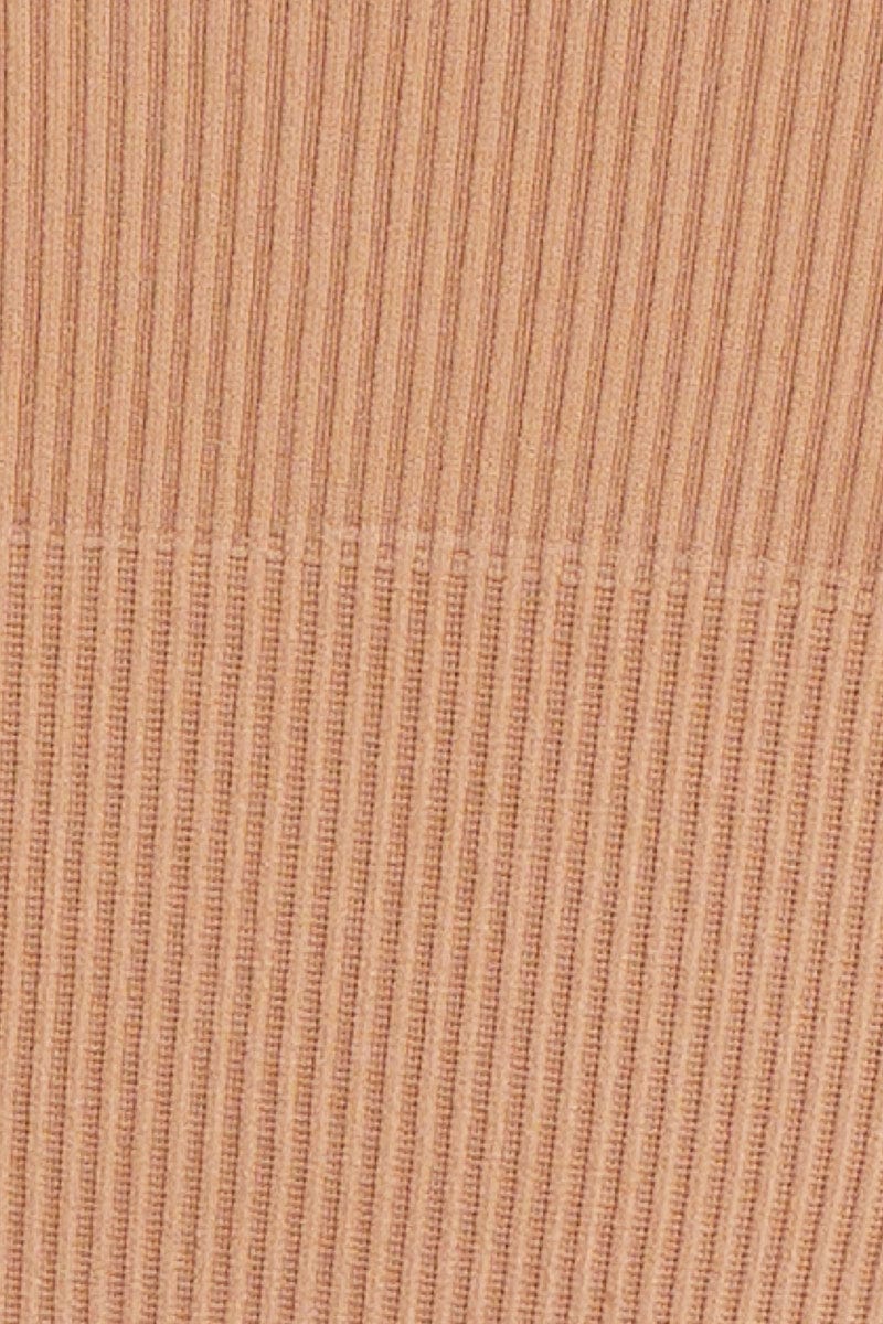 Beige Seamless Tank Top Scoop Neck Rib Crop - Image 6