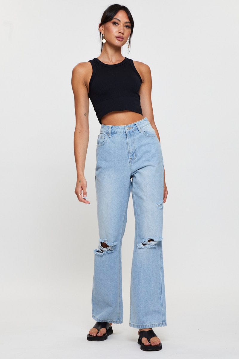 Black Tank Top Sleeveless Crew Neck Seamless - Image 3